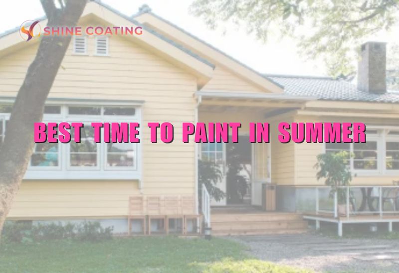 Best Time to Paint in Summer: Expert Tips for Homeowners 2 A freshly painted yellow house in summer sunlight, illustrating the best time to paint in summer for ideal results.