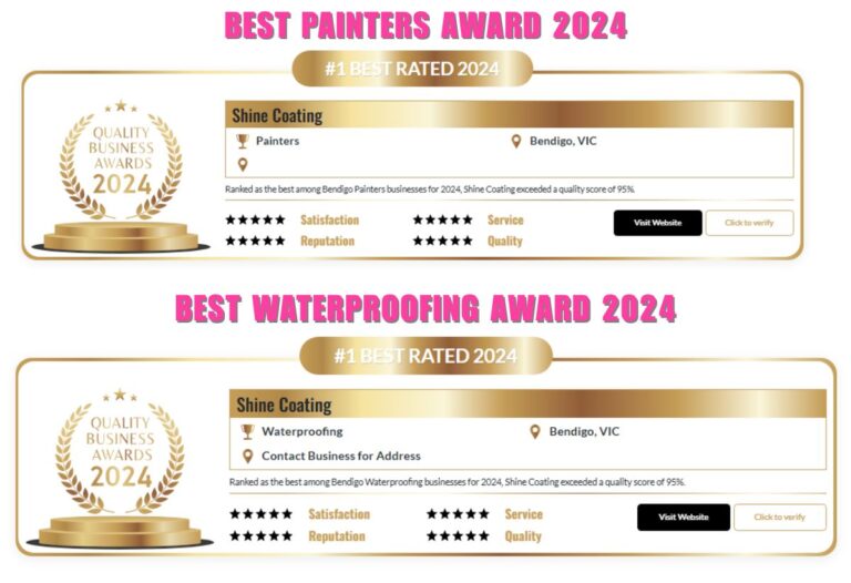 Shine Coating awarded Best Painters and Waterproofing Expert in Bendigo for 2024 by Quality Business Awards, showcasing 5-star satisfaction and service.