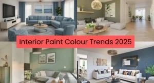 An overview of 2025 interior paint color trends, featuring a palette of stylish hues for modern home decor.