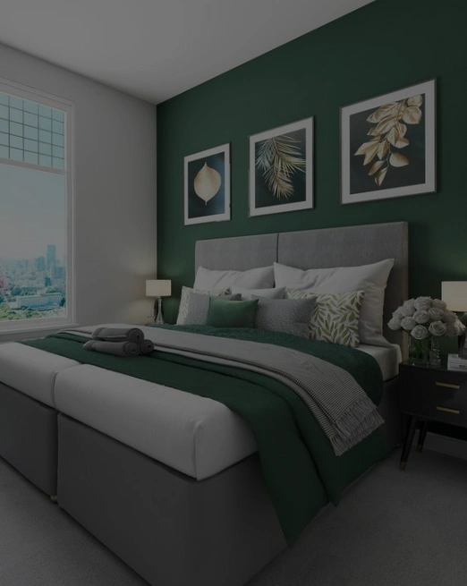 A vibrant color palette for bedroom interiors, illustrating the latest paint trends